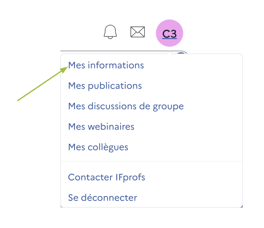 Menu mes informations