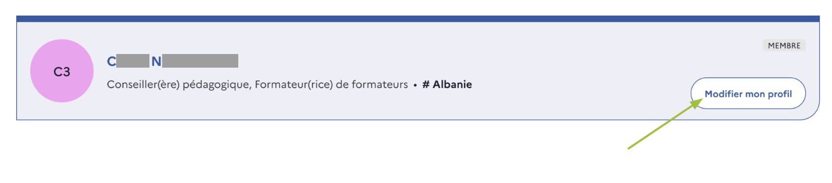 Bouton modifier mon profil